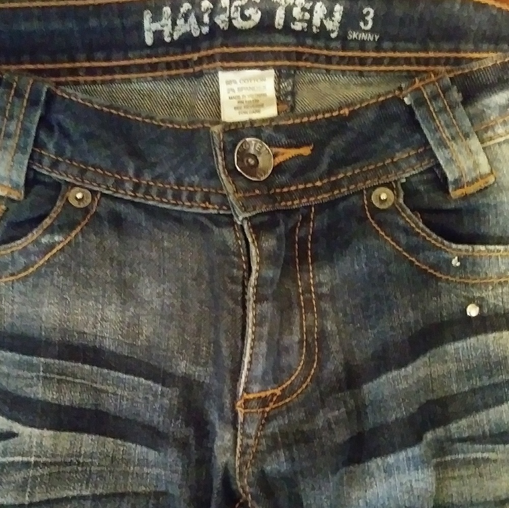 "Hang Ten " skinny jeans. Dark denim Size 3